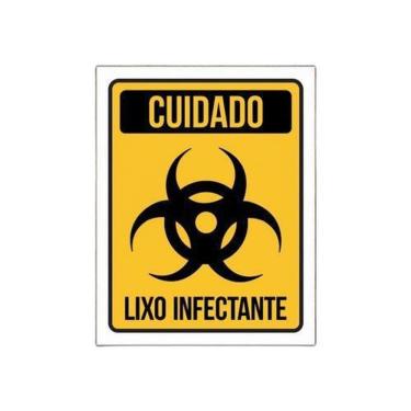 Imagem de Placa Lixo Infectante - Placa De Sinalização Cuidado 27X35