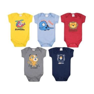 Imagem de Kit Conjunto Chá Revelação Menino ou Menina 5 bodies Suedine - Facina 