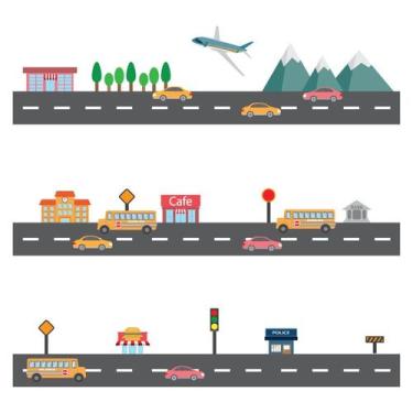 Imagem de Adesivo de Parede Infantil Cidade Ruas Quarto Menino - 121ir - Allodi