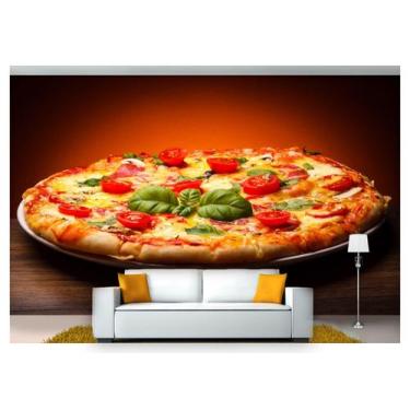 Imagem de Papel De Parede Pizza Marguerita Queijo 3D Al58 - Você Decora