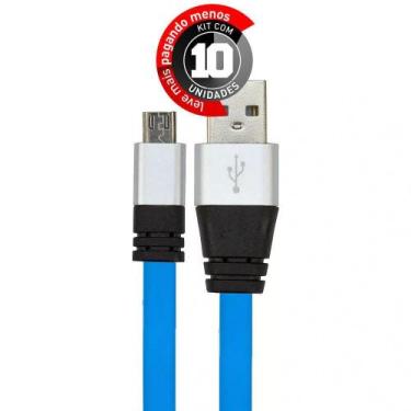 Imagem de Cabo Micro Usb Flat Celular De Silicone ul - Kit Com 10 - Cirilo Cabos