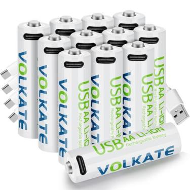 Imagem de Baterias de lítio recarregáveis AA 4000 mWh 1,5 V, pacote com 12 - vol