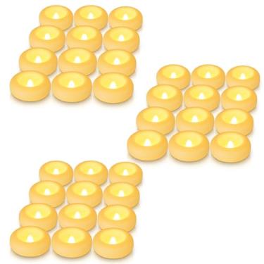 Imagem de Aignis 36 velas flutuantes de LED sem chamas operadas por pilha, mais de 120 horas de tempo de brilho, 7,6 cm de plástico marfim, luz aconchegante para decoração romântica de piscina/banheira/banho