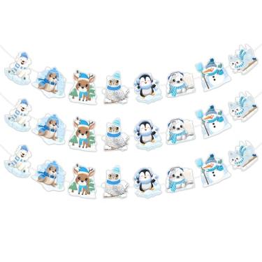 Imagem de Funmemoir Arctic Animals Birthday Decorations - 3PCS Polar Bear Penguin Party Banner Garlands, Winter Arctic Polar Animal Themed Baby Shower & Birthday Party Decor for Boys Girls