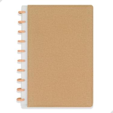 Imagem de Caderno Mágico Inteligente B5 com 10 Discos 18,5 x 26cm 80 Folhas Capa Texturizada, com Elástico Premium (Bege)
