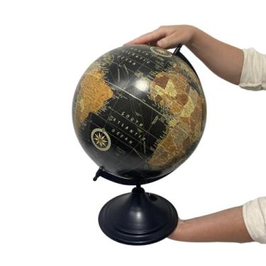 Imagem de Globo Terrestre Decorativo Preto e Dourado Base em Metal Mapa Mundi Vintage Decoração para Escritórios e Salas 32x44cm