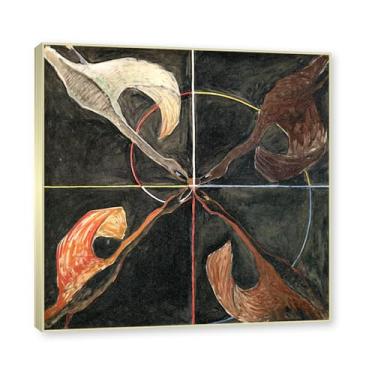 Imagem de NHLDZYH Moldura de champanhe. Pôster Hilma Af Klint (The Swan, No. 06), reproduções de pinturas famosas, imagem de arte abstrata para sala de estar quarto decoração de casa. 40 x 40 cm-15,7 x 15,7 pol