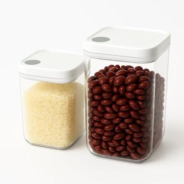 Imagem de Kit 2 Pote de Mantimentos Quadrado Acrílico Slim 1 Litro Tampa com Trava