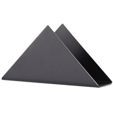 Imagem de Porta-guardanapos triangular de aço inoxidável – moderno suporte de toalha de papel de metal para restaurantes escovado 430 de aço inoxidável (Preto)