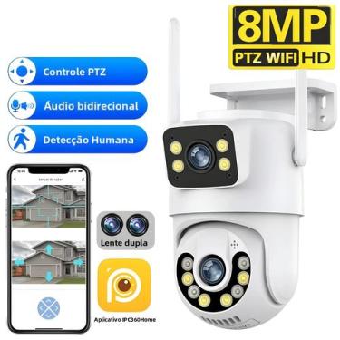 Imagem de Câmera 4K Com Lente Dupla WiFi Pan-Tilt 360 graus Câmera De Segurança 