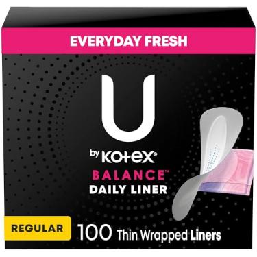 Imagem de U by Kotex Forro de calcinha Balance Daily, embrulhado, absorção de luz, comprimento regular, 100 unidades (a embalagem pode variar)