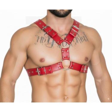 Imagem de Harness em Y Luxo BY024 Couro Legítimo - Blood Art, Vermelho, G