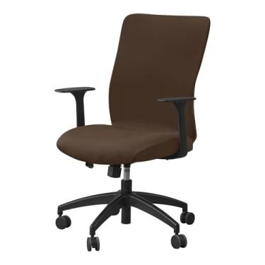 Imagem de Lzyjckh Capas elásticas para cadeiras de escritório Capa para cadeira de escritório e mesa de computador Proteção antiderrapante, removível e lavável para escritório e casa,Coffee