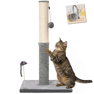 Imagem de Happi N Pets Poste arranhador para gatos de 75 cm de altura, arranhadores para gatos internos, poste de arranhador de sisal e poste de carpete em um, arranhador estável para gatos com dois brinquedos