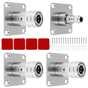 Imagem de LYIYEYAN Suporte de canhão de espuma de 4 peças, suporte de arruela de pressão de aço inoxidável, montagem automática de canhão de espuma de 1/10.2 cm, suporte de ponta de bocal de lavadora de pressão