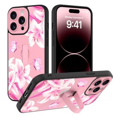 Imagem de AIGOMARA Capa compatível com iPhone 14 Pro Max com alça de dedo, estampa floral de lírio de borboleta para mulheres e meninas, capa protetora fina à prova de choque de TPU macio para iPhone 14 Pro Max