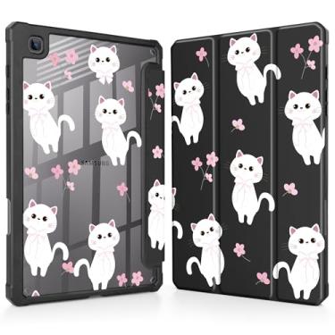 Imagem de Tuiklol Para Samsung Galaxy Tab S6 Lite 10,4 polegadas 2024 2022 2020, Buit in S Pen com capa protetora à prova de choque, capa traseira transparente transparente, despertar/hibernar, preto gato