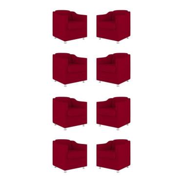 Imagem de Kit 8 Poltronas Tilla Decorativas Consultório Sala Tecido Cor:vermelho