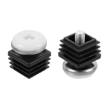 Imagem de DTGN Pés niveladores ajustáveis de 25 x 25 mm (CxL) - Pacote com 2 - Bom para móveis - Kit de inserção quadrada para móveis - Preto