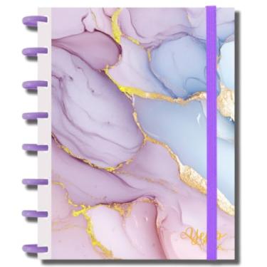 Imagem de Caderno Capa Dura Feminina Com Discos 80 Folhas Pautadas De Tamanho A4 27,5 * 20 CM (Lilás)