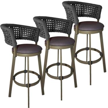 Imagem de 3 Banqueta Corda Náutica em Alumínio Balcão Jardim, Edícula Balcão, Edícula, Cozinha Trama