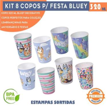 Imagem de Kit 8 Copos Bluey e Bingo 320 ml Para Lembrancinhas De Aniversário Col
