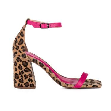 Imagem de Sandália Feminina Jjojo Kéfera Salto Alto Grosso 9 Cm, 37, Pink