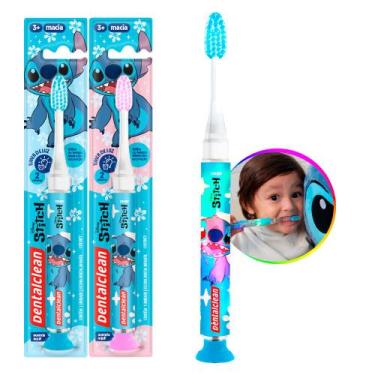 Imagem de Escova de Dente com Luz Led Stitch Infantil Timer Azul Rosa com Ventos
