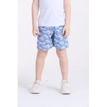 Imagem de Bermuda Infantil Tactel Dinos Azul - Vida Costeira Oficial, Azul, 6