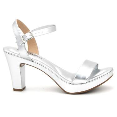Imagem de Sandália Feminino 411004 Via Uno Salto Alto Grosso Meia Pata Casual, 3