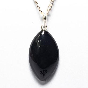 Imagem de Colar Navete de Obsidiana Negra Natural com Montagem em Prata 950 - Cr
