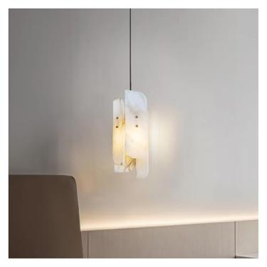 Imagem de Lustre nórdico de mármore natural, mesa de jantar, corredor, quarto, cabeceira, hotel, luz pendente de cobre puro, decoração de quarto interno
