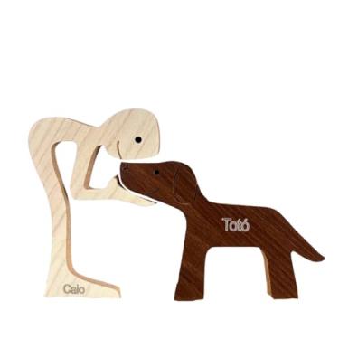 Imagem de Escultura em MDF Pessoa e Pet - Presente para dono de Pet (Homem e Vira-Lata Orelha Para Baixo)