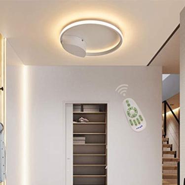 Imagem de Luminária de teto embutida para quarto, sala de jantar, corredor, luminária regulável com controle remoto, design moderno de anel redondo, abajur acrílico decorativo, lustre para iluminação