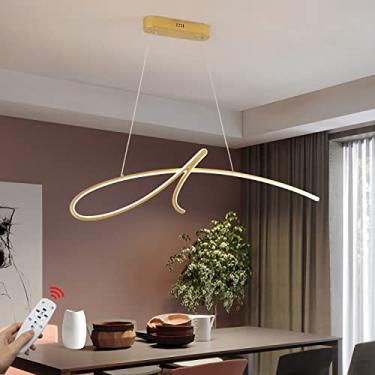 Imagem de Luminária pendente LED para mesa de jantar, luminária suspensa 48W, moderna, regulável, com controle remoto, luminária de mesa de jantar, lustre LED, luminária linear, altura ajustável para