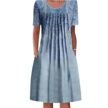 Imagem de Vestido feminino Medlor Boho de manga curta com estampa floral 2025