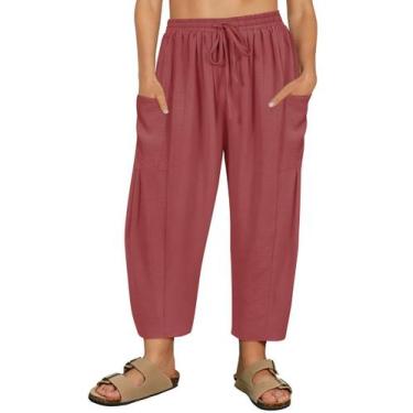 Imagem de Calças de praia CARCOS Plus Size para mulheres Summer Brick Red 2XL