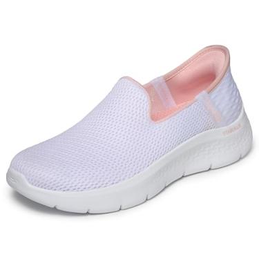 Imagem de Skechers Tênis feminino Hands Free Slip-ins Go Walk Flex-Relish, Branco/Rosa, 5.5 Wide
