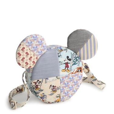 Imagem de Vera Bradley Bolsa transversal Disney de algodão premium, patchwork Mickey Mouse para fim de semana