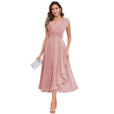 Imagem de Vestido para a mãe da noiva HYY Sparkly Floral Dusty Rose