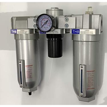 Imagem de Filtro de combinação de 3 estágios com classificação industrial pesada, regulador, lubrificador de linha de ar, filtro de partículas, purgador de umidade, lubrificante regulador de óleo, ferramentas