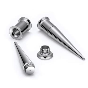 Imagem de Ocptiy 10G-00G Astm F136 Kit de alongamento de calibres de titânio parafuso único alargado alargador piercing joias para mulheres homens prata ouro, 2 Gauge = 6mm = 1/4 inch, Titânio Astm F136
