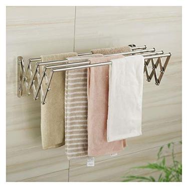 Imagem de WYUYIWH Toalheiro montado na parede escorredor de roupas de aço inoxidável retrátil dobrável suporte de toalha para pendurar na parede para lavanderia, banheiro, banheiro, quarto/100 cm/39,4 pol. (40