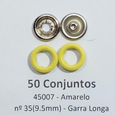 Imagem de Botões de Pressão Nº 35 Tic-Tac Colorido Latão Variados Amarelo 9,5mm 