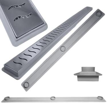 Imagem de Ralo Baixo para Apartamento e Laje 90cm Inox Ondas SS Cocho Raso Cinza