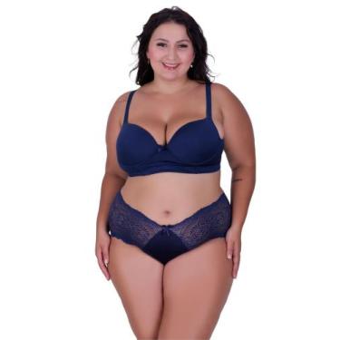 Imagem de Conjunto de Lingerie Plus Size Reforçado Sutiã e Calcinha Cintura Alta