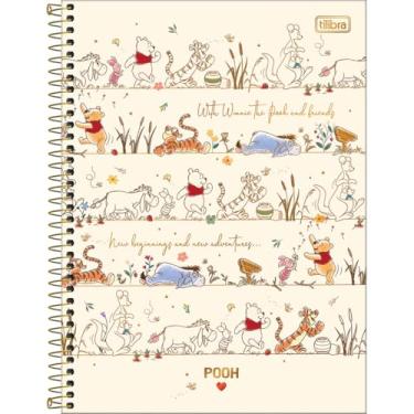 Imagem de Tilibra - Caderno Espiral Capa Dura Universitário Connect 10 Matérias Pooh 160 Folhas - Fundo Bege - Pooh E Amigos