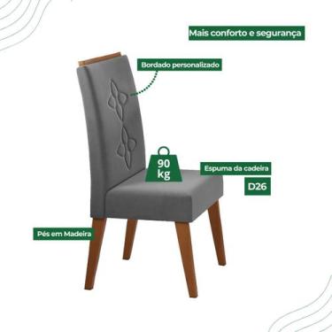 Imagem de Kit com 2 Cadeiras Dora Pés em Madeira Maciça Cinza - Casa Giulia, Cin