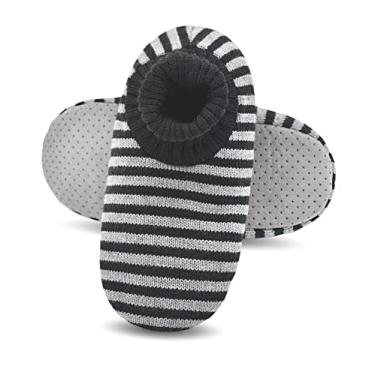 Imagem de DICUIRD Meias masculinas forradas de lã de ovelha felpuda com solas macias, botas aconchegantes e quentes para uso interno com parte inferior antiderrapante, presentes masculinos de Natal de inverno