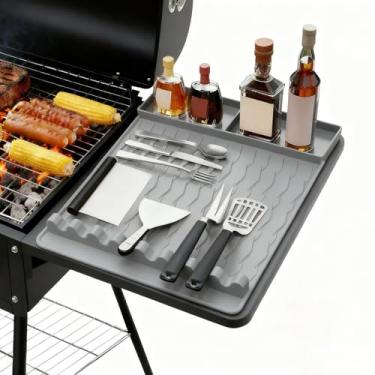 Imagem de Jalopink Tapete de silicone para churrasqueira compatível com Blackstone, 40 x 29 cm, resistente ao calor, tapete de espátula para uso externo, cozinha, acessórios reutilizáveis para chapa (cinza)